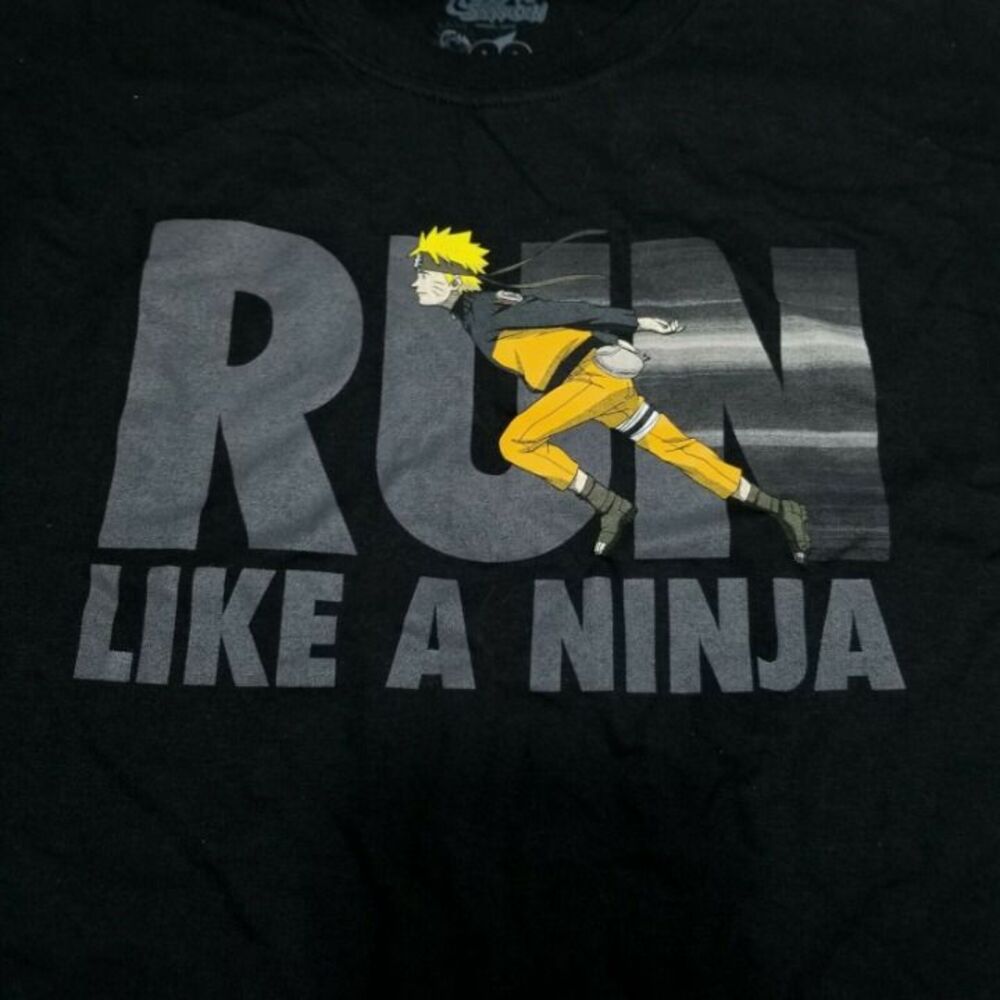 Shonen Jump Naruto Shippuden Run Like A Ninja Anime Black T-Shirt New XL